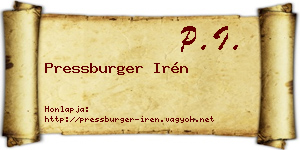 Pressburger Irén névjegykártya